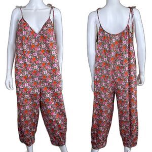 J.Crew Liberty Women's Size M Floral Meadow Song Wide Leg Cotton Jumpsuit Retro